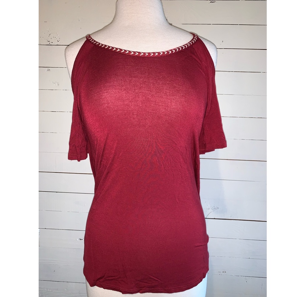 Red Off-The-Shoulder Top w/ Tie Back